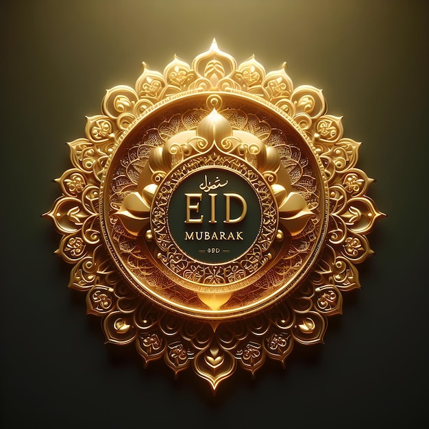 Foto eid mubarak festkarte mit islamischer dekoration im goldenen stil