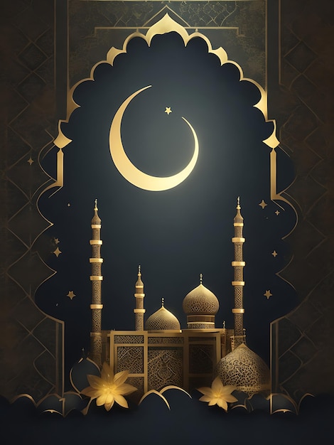 Eid Mubarak fundo islâmico desenho cor escura