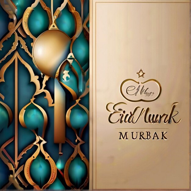 Eid Mubarak glatte reale Stil realistische dekorative Eid Grüße Hintergrund