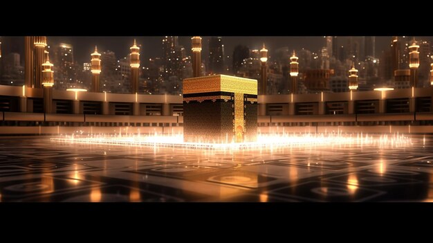 Foto eid mubarak glücklicher eid-hintergrund mit der kaaba