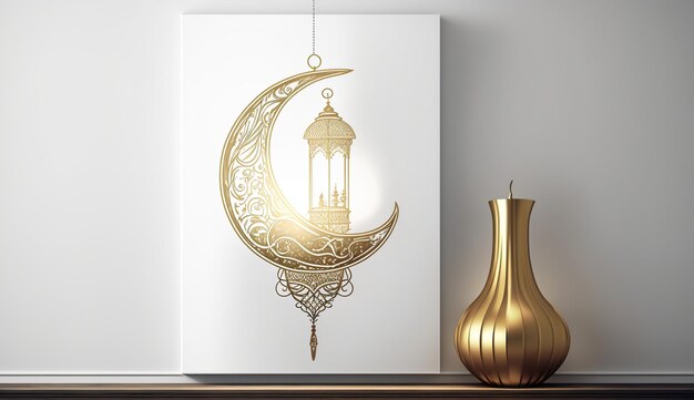 Eid mubarak Happy Mawlid al Nabi exibição islâmica pódio Ramadan lanterna com talão de rosário islâmico