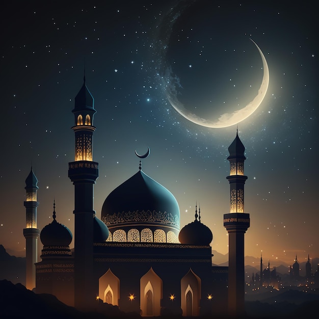 Eid Mubarak Happy Mawlid al Nabi Islamische Anzeige Podium Ramadan Laterne mit islamischer Rosenkranzperle