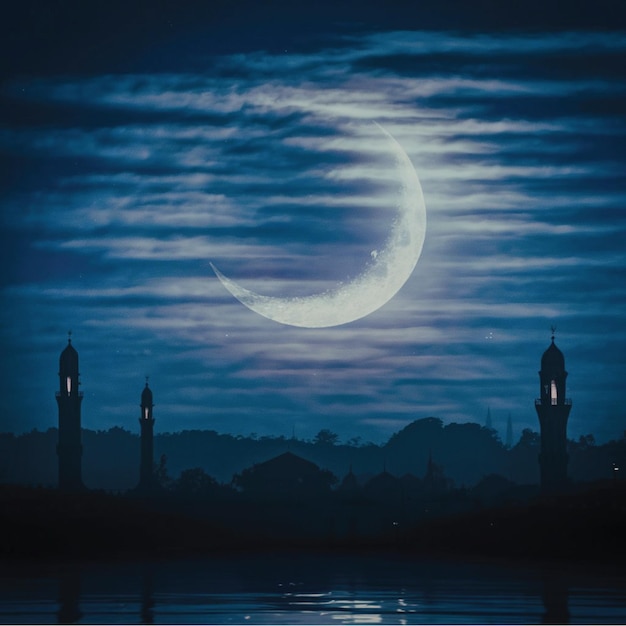 Eid Mubarak con la hermosa luna