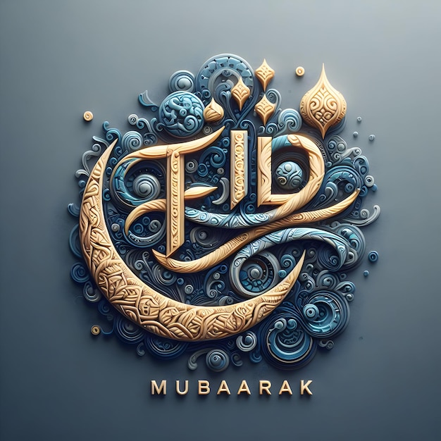 Eid Mubarak hermosa tipografía los musulmanes están celebrando el Eid juntos