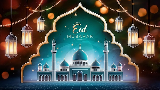 Foto eid mubarak ilustração desigen generative ai