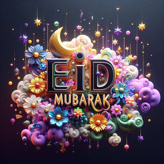 Eid Mubarak Inglês Tipografia Eid ulFitr Eid ulAdha Feriado religioso