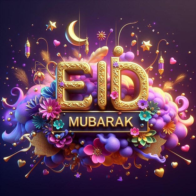 Foto eid mubarak inglés tipografía eid ulfitr eid uladha fiesta religiosa