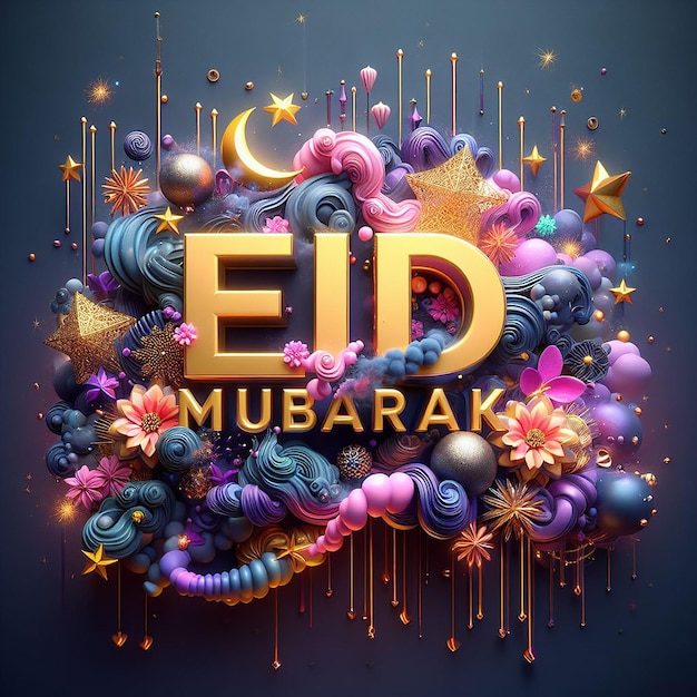 Foto eid mubarak inglés tipografía eid ulfitr eid uladha fiesta religiosa