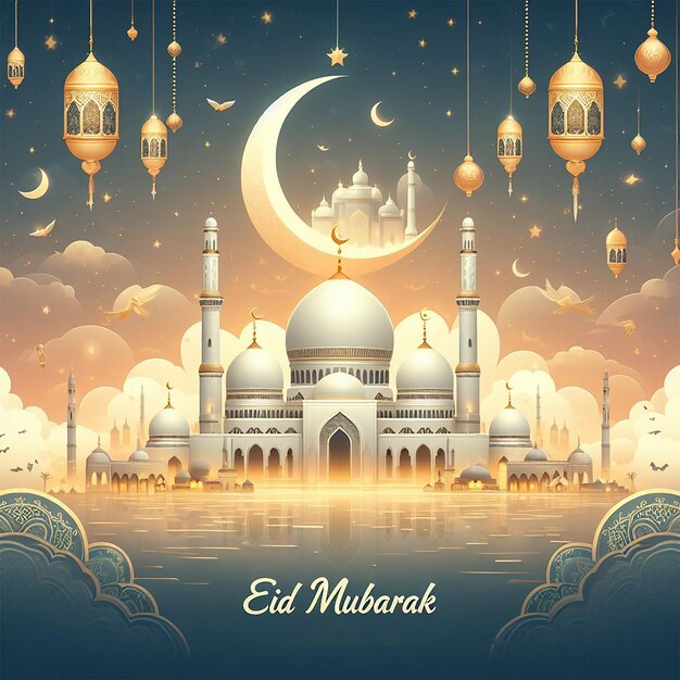 Eid mubarak islamisches Fest Hintergrund mit Moschee