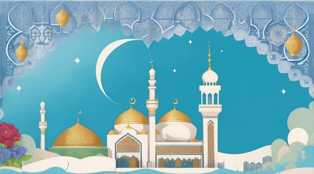 Eid Mubarak Karte Design islamische Grüße Eid Karte Illustration Generative KI