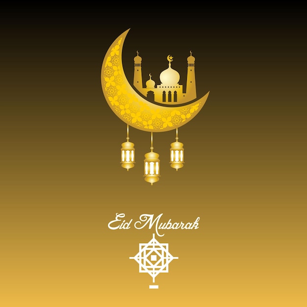 Eid Mubarak-Karte und Illustrationsvektor