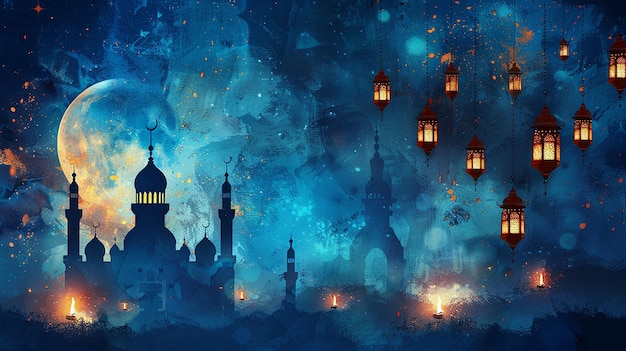 Eid Mubarak lebendiges und festliches Begrüßungsdesign