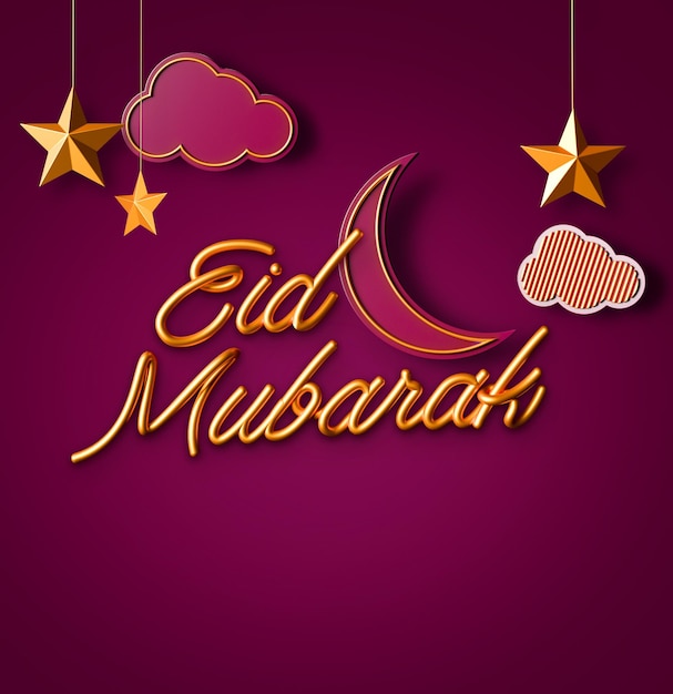 Eid Mubarak lua da celebração islâmica eid Festival 3d ilustração