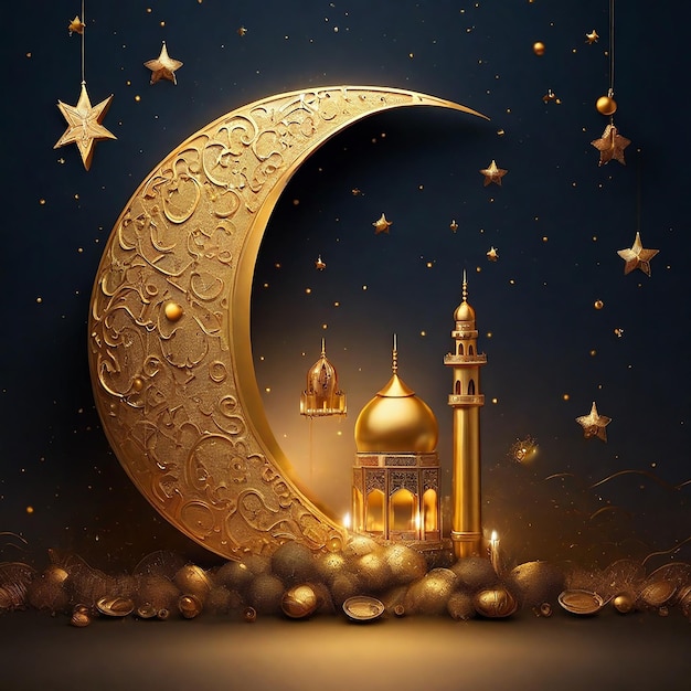 Eid Mubarak Luxury Luna y Estrella de la Mezquita