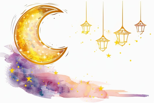 Eid Mubarak ou Eid Al Fitr Template Design Dia Santo para os muçulmanos e pessoas islâmicas Ilustração