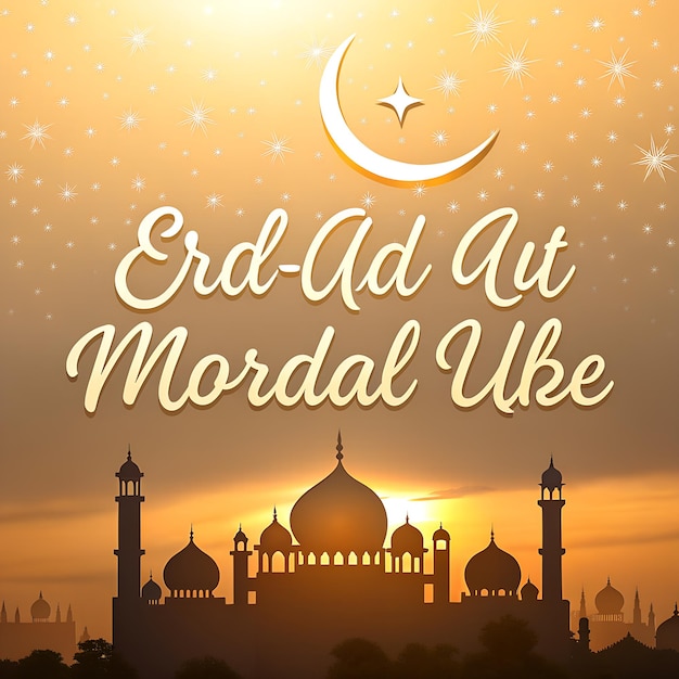 Eid Mubarak plantilla de fondo islámico en 3d