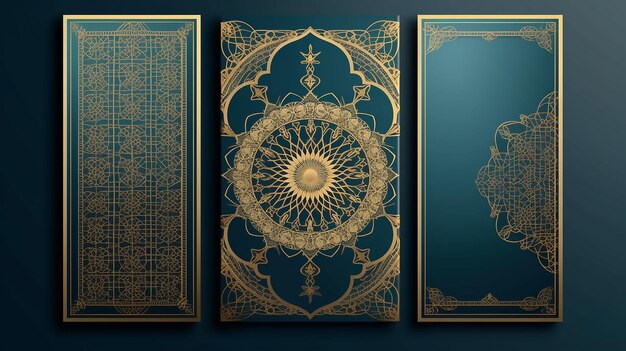 Eid Mubarak plantilla de tarjeta de felicitación de diseño islámico con caligrafía árabe Traducción Eid Muborak