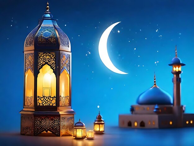 Eid Mubarak Ramadan Kareem arabische Laterne der Ramadanfeier Hintergrund