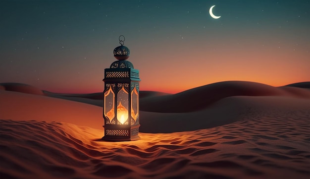 Eid Mubarak Ramadan Kareem fondo de vacaciones musulmanas islámicas con linterna árabe con velas encendidas