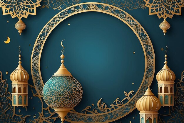Eid Mubarak Ramadan Kareem Hintergrund mit islamischem arabischem Ornament Musterrahmen