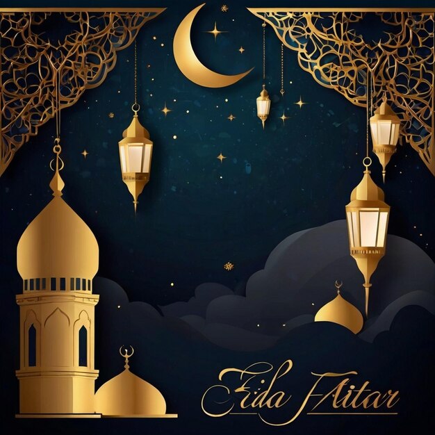 Eid mubarak Ramadán Karim Eid ul fitr Tarjeta de Eid al fitr Adha (el día de los fiestas)