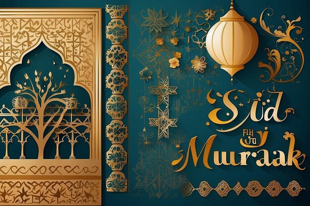 Eid Mubarak Text Graue Wand im Hintergrund