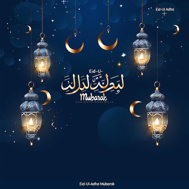 Eid Mubarak Texto Festival Islâmico Cartão de saudação Eid post fundo com decoração de mesquita