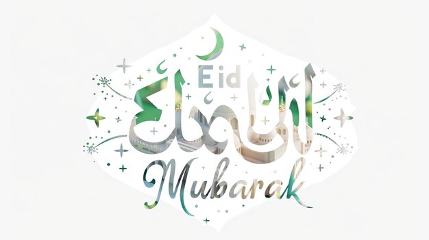 Eid Mubarak tipografía 29 sencillo lowpoly lindo 3D de Eid al Adha Mubarak fondo