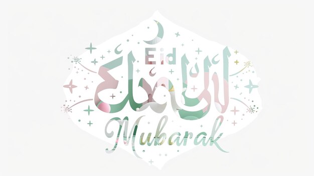 Eid Mubarak tipografía 29 sencillo lowpoly lindo 3D de Eid al Adha Mubarak el fondo