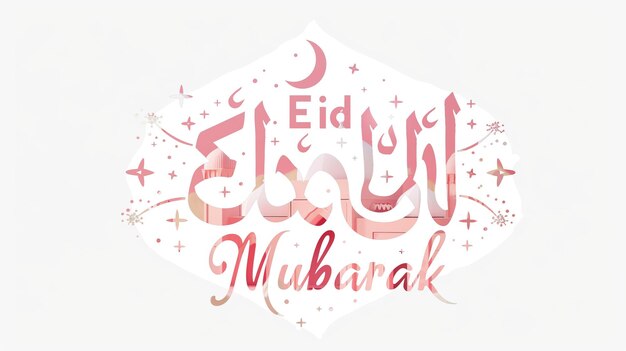 Eid Mubarak tipografía 29 sencillo lowpoly lindo 3D de Eid al Adha Mubarak fondo