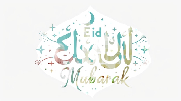 Eid Mubarak tipografía 29 sencillo lowpoly lindo 3D de Eid al Adha Mubarak fondo