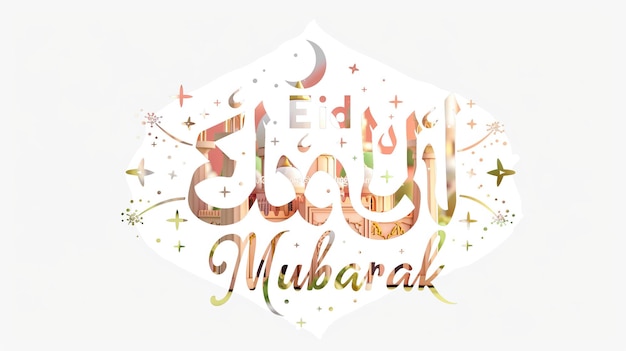 Eid Mubarak tipografia 29 simples lowpoly bonito 3D de Eid al Adha Mubarak fundo