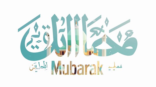 Eid Mubarak tipografía 42 sencillo lowpoly lindo 3d de Eid al Adha Mubarak fondo