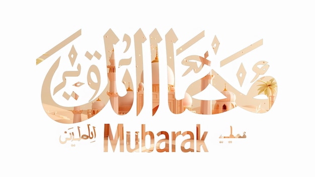 Eid Mubarak tipografía 42 sencillo lowpoly lindo 3d de Eid al Adha Mubarak fondo