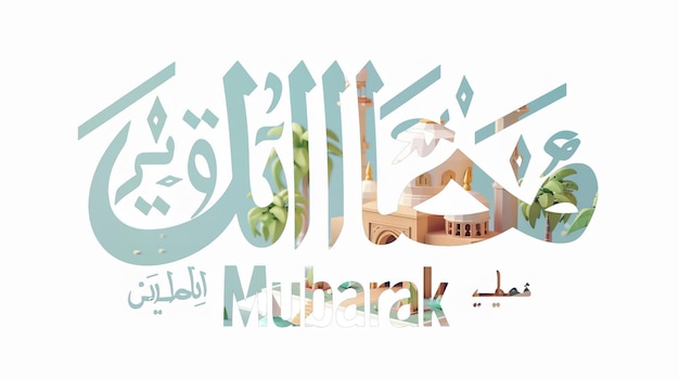 Eid Mubarak tipografía 42 sencillo lowpoly lindo 3d de Eid al Adha Mubarak fondo