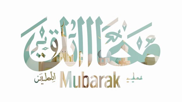 Eid Mubarak tipografía 42 sencillo lowpoly lindo 3d de Eid al Adha Mubarak fondo