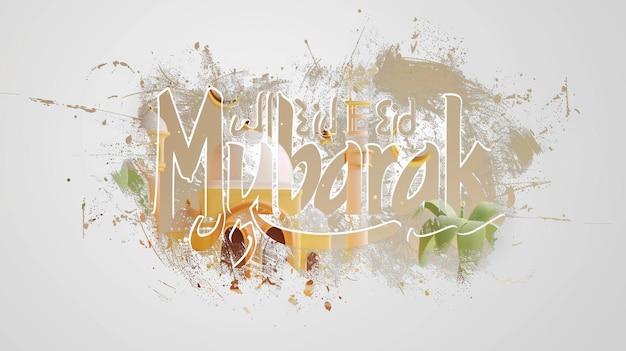 Eid Mubarak tipografía 43 sencillo lowpoly lindo 3d de Eid al Adha Mubarak fondo