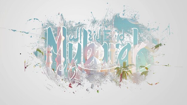 Eid Mubarak tipografía 43 sencillo lowpoly lindo 3d de Eid al Adha Mubarak fondo