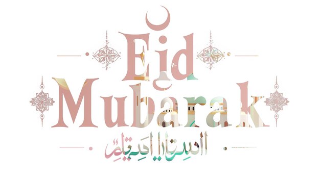 Eid Mubarak tipografia 9 simples lowpoly bonito 3D de Eid al Adha Mubarak fundo