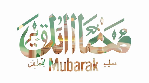 Eid Mubarak Typografie 42 einfach Lowpoly süß 3D von Eid al Adha Mubarak Hintergrund