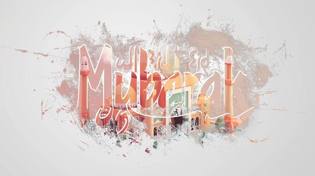 Eid Mubarak Typografie 43 einfach Lowpoly süß 3D von Eid al Adha Mubarak Hintergrund