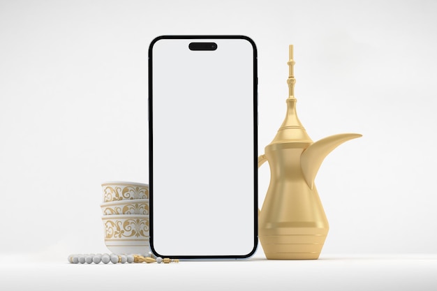 Eid Phone 14 Pro Vorderansicht im weißen Hintergrund