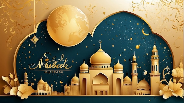 Eid ubarak design de fundo impressionante com conceito de decoração islâmica por eid al fitr