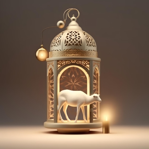 Eid ul Adha 3d fundo de celebração com cabra