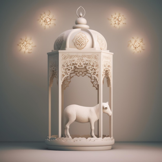 Eid ul Adha 3d fundo de celebração com cabra