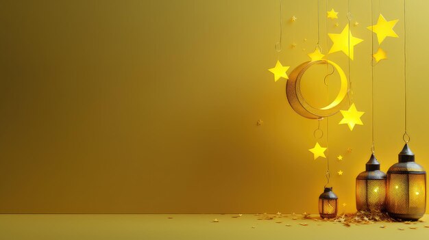 Eid ul Adha ist eine schöne generative KI mit gelbem Hintergrund