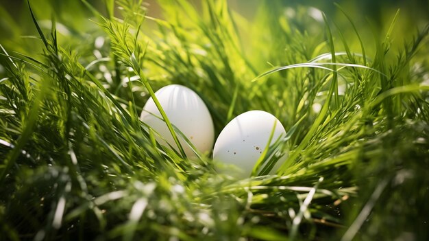 Eier, die im hohen Gras versteckt sind, sind ein Versteck- und Suchspiel.