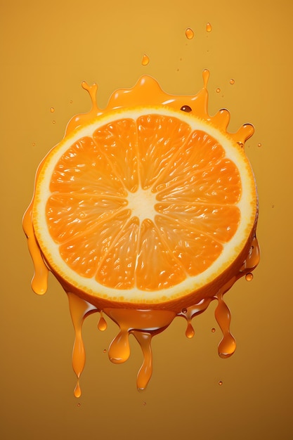 ein 3D-Bild einer gepressten Orange