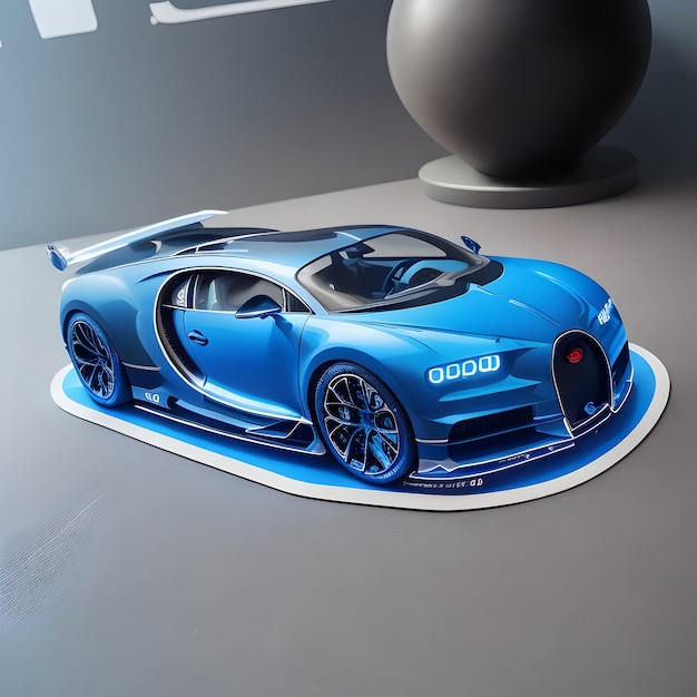 Foto ein 3d-bugatti-chiron-aufkleber