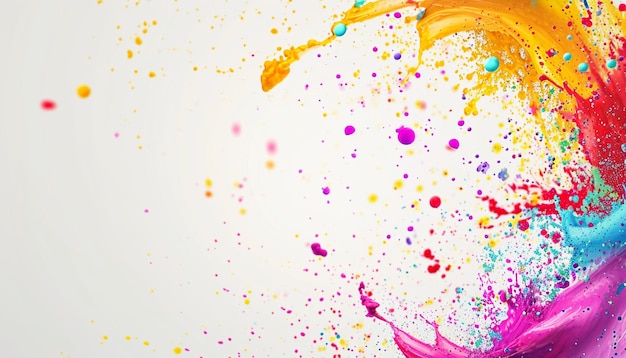 ein 3D-Design mit abstrakten Farbspritzen, die Holi darstellen